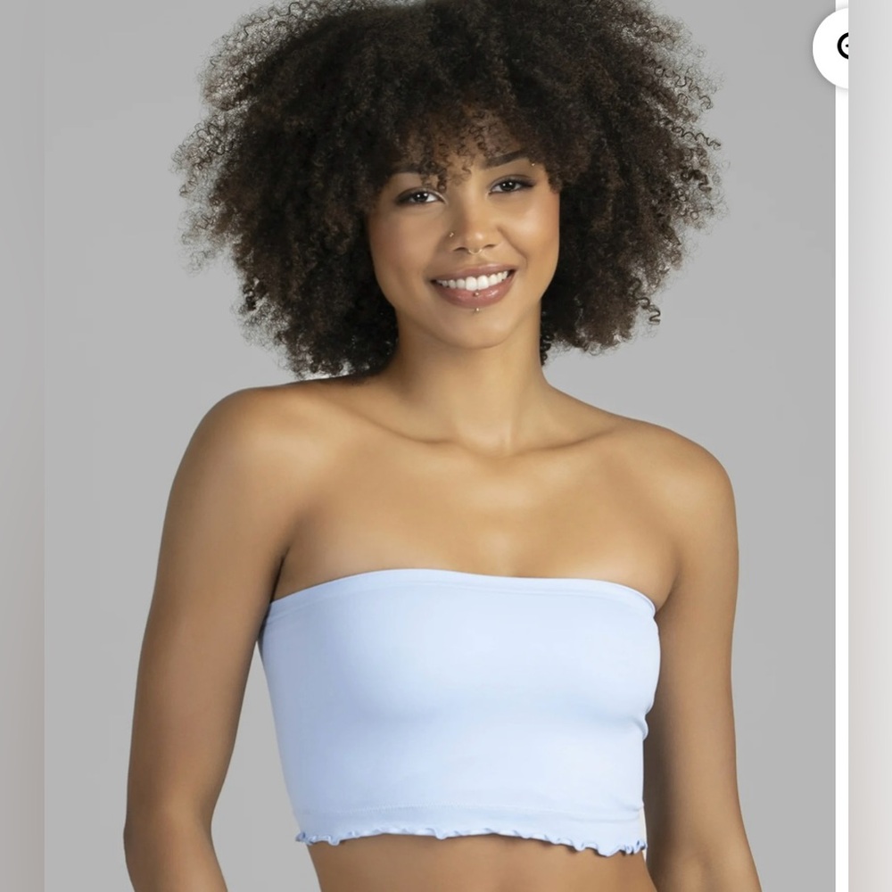 🔴 3/$12 No Boundaries Women’s Light Blue Bandeau‎ Bra! NWT! Size Large!